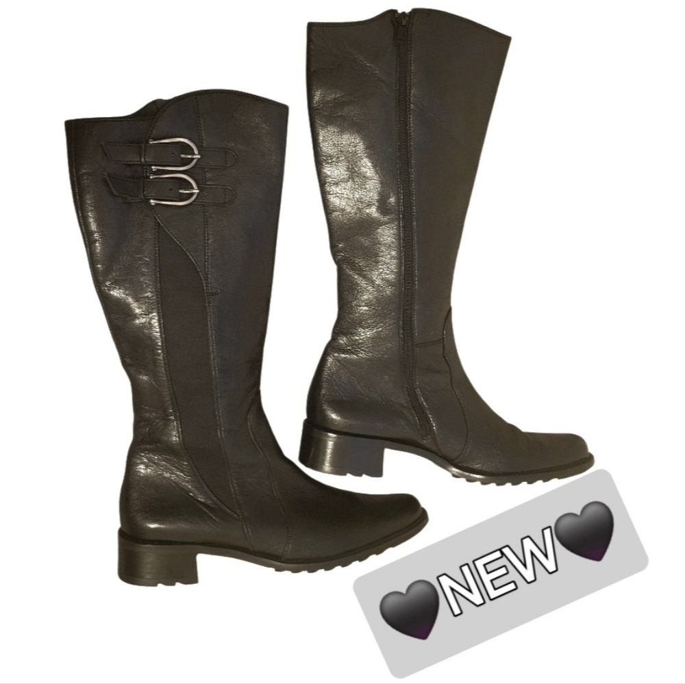 PAUL GREEN Munchen Jennings Leather Tall Riding Boots Adjustable Handmade NWOT